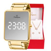 Relógio Feminino Champion Dourado Digital Espelhado CH40086B