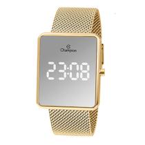 Relogio Feminino Champion Dourado Led Branco CH40080B
