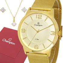 Relógio Feminino Champion Dourado Luxo Prova D'água Original