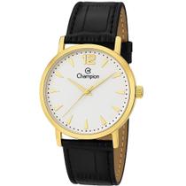 Relógio Feminino Champion Dourado Pulseira Couro Preto Original Resistente à Água CH24062M Relógio Feminino Champion Dourado Pulseira Couro Preto Original Resistente à Água CH24062M