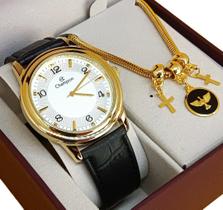 Relógio Feminino Champion Original Dourado Pulseira de Couro A Prova Dágua 195B Relógio Feminino Champion Original Dourado Pulseira de Couro A Prova Dágua 195B