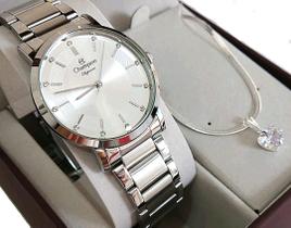 Relógio Feminino Champion Original Prata A Prova Dágua Strass