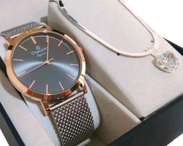 Relógio Feminino Champion Original Prata Com Rosé A Prova Dágua 50M Com NF Garantia CN20819C