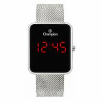 Relógio Feminino Champion Prata Aço Inoxidável Digital Mostrador Prata Original Resistente à Água CH40080S