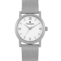 Relógio Feminino Champion Prata Aço Inoxidável Mostrador Branco Original Resistente à Água CF24073Q Relógio Feminino Champion Prata Aço Inoxidável Mostrador Branco Original Resistente à Água CF24073Q