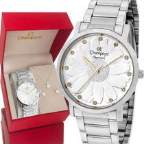 Relógio Feminino Champion Prata Analógico Top Original Luxo Relógio Feminino Champion Prata Analógico Top Original Luxo