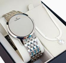 Relógio Feminino Champion Prata Digital Espelhado A Prova Dágua Original NF Pulseira Led Branco
