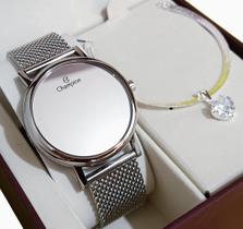 Relógio Feminino Champion Prata Digital Espelhado A Prova Dágua Original NF Pulseira