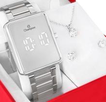 Relógio Feminino Champion Prata Digital Espelhado CH40086S Original