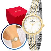 Relógio Feminino Champion Prata Dourado Pequeno Pulseira de Aço Mostrador Branco com Strass Original Elegante Resistente à Água Luxo Relógio Feminino Champion Prata Dourado Pequeno Pulseira de Aço Mostrador Branco com Strass Original Elegante Resistente à Água Luxo