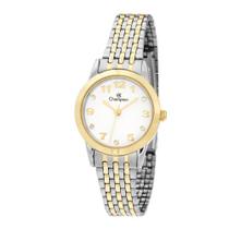 Relógio Feminino Champion Prata e Dourado com Pedras