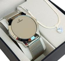 Relógio Feminino Champion Prata Original a Prova D'água Espelhado Redondo Relógio Feminino Champion Prata Original a Prova D'água Espelhado Redondo