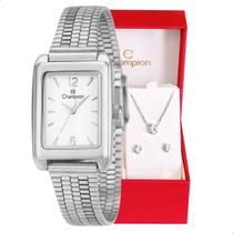 Relógio Feminino Champion Prata Pequeno CF24028Q + Colar e Brincos Relógio Feminino Champion Prata Pequeno CF24028Q + Colar e Brincos