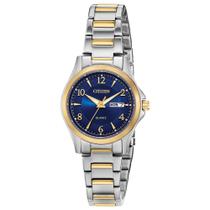 Relógio Feminino Citizen Quartz EQ0595-55L Mostrador Azul Bicolor