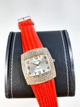 Relógio Feminino com caixa em Material Sintético Importado Luxo Vermelho