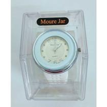 Relógio Feminino com pulseira de borracha branco e mostrador branco com pontos brilhantes Relógio Feminino com pulseira de borracha branco e mostrador branco com pontos brilhantes