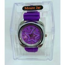 Relógio Feminino com pulseira de borracha roxo e mostrador roxo com estrela Relógio Feminino com pulseira de borracha roxo e mostrador roxo com estrela