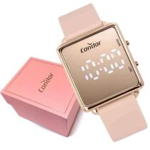 Relógio Feminino Condor Digital Led Rosê Espelhado Silicone