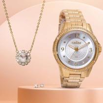 Relógio Feminino Condor Dourado - CO2036MXV/K4K, acompanha colar e brinco