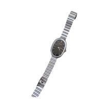 Relógio Feminino Coreano De Quartzo Com Mostrador Oval, Pulseira De Bambu E Elo Metálico, Estilo