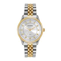 Relógio Feminino Cristais e Bicolor Strass Mondaine Original 99763lpmvbe2