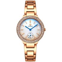 Relógio Feminino de Aço Inoxidável Rose Elegante Moda Casual A Prova D'água Relógio Feminino de Aço Inoxidável Rose Elegante Moda Casual A Prova D'água