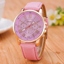 Relógio Feminino De Couro Rosa ELASHOPP