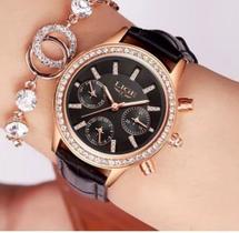 Relógio Feminino De Pulso Analógico Quartzo Em Pulseira De Couro