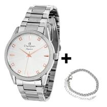 Relogio Feminino de Pulso Prova D'agua Champion e Pulseira