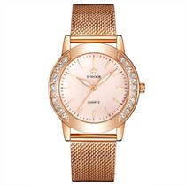 Relógio Feminino de Pulso Quartzo com Strass Pulseira de Malha Casual Relógio Feminino de Pulso Quartzo com Strass Pulseira de Malha Casual