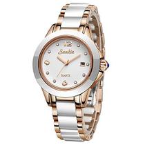 Relógio feminino de quartzo analógico da LIGE, moderno, casual, leve, para mulheres, à prova d'água, pulseira de cerâmic