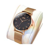 Relógio Feminino De Quartzo Com Cinto De Malha De Aço Inoxidável Luminoso À Prova D'água OPK 8101