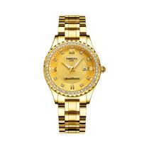 Relógio Feminino De Quartzo Com Diamante Em Ouro Rosa À Prova D'água Luminoso NIBOSI Moda Analógica