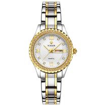Relógio Feminino de Quartzo com Strass em Aço inoxidável Casual Relógio Feminino de Quartzo com Strass em Aço inoxidável Casual