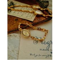 Relógio Feminino De Quartzo Pequeno À Prova D'Água Com Mostrador Dourado, Estilo Francês Retro