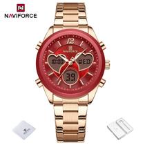 Relógio feminino design coração quartzo analógico Lcd digital impermeavel casual