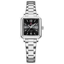 Relógio feminino design quadrado casual de quartzo impermeavel de aço inoxidavel
