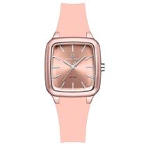 Relogio Feminino Design Quadrado Casual Simples Impermeavel Pulseira Silicone