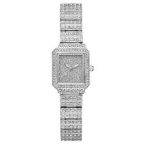 Relógio Feminino Diamond Quartz Com Zircônia Strass Prata + bracelete