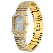 Relógio Feminino Diamond Quartz Ouro 18 K A Prova Dágua dourado pedras strass zircônias - MissFox