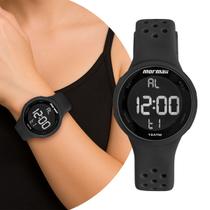 Relógio Feminino Digital de Pulso Preto com Pulseira de Silicone à Prova D Água Pequeno Delicado Mormaii