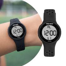 Relógio Feminino Digital de Pulso Preto Mini Pequeno com Pulseira de Silicone à Prova D Água Fashion Mormaii