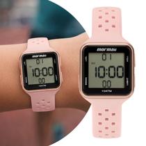 Relógio Feminino Digital de Pulso Rosa com Pulseira de Silicone à Prova D Água Quadrado Esportivo Casual Fashion Mormaii