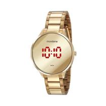 Relógio Feminino Digital Dourado Led Espelhado Mondaine