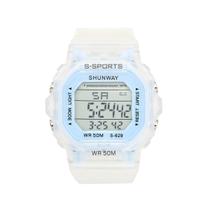 Relógio Feminino Digital Esportivo Azul Claro Transparente - Tudo em Caixa