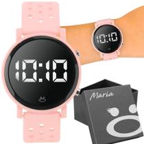 relogio feminino digital led premium silicone caixa rosa presente original esportivo leve silicone pink data academia