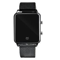 Relógio feminino digital led preto silicone presente