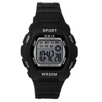 Relógio Feminino Digital Onix IT-697 (0101) Resistente à água 5 ATM Caixa em Resina Preto Pulseira de Plástico Visor Acrílico Quadrado Fivela Bateria