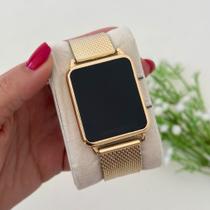 Relógio Feminino Digital Quadrado Dourado