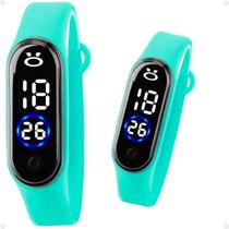 relogio feminino digital silicone bracelete prova dagua azul qualidade premium led ajustavel presente